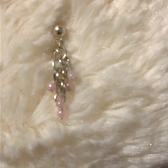 Vintage Pink and green pierced earrings - Picture 3 of 9